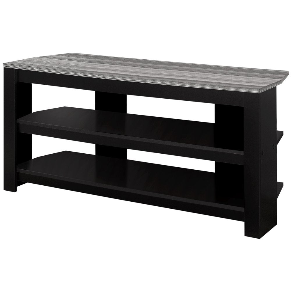 Black and Gray Open Shelving TV Stand - 42-inch