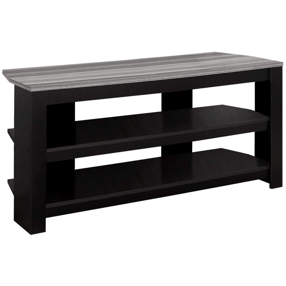 Black and Gray Open Shelving TV Stand - 42-inch