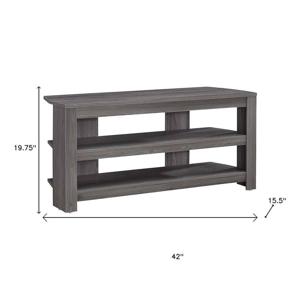 Black and Gray Open Shelving TV Stand - 42-inch