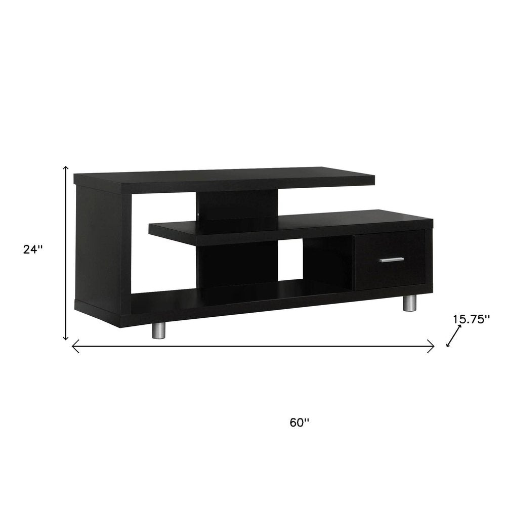 Dark Brown Cabinet Enclosed Storage TV Stand - 60-inch