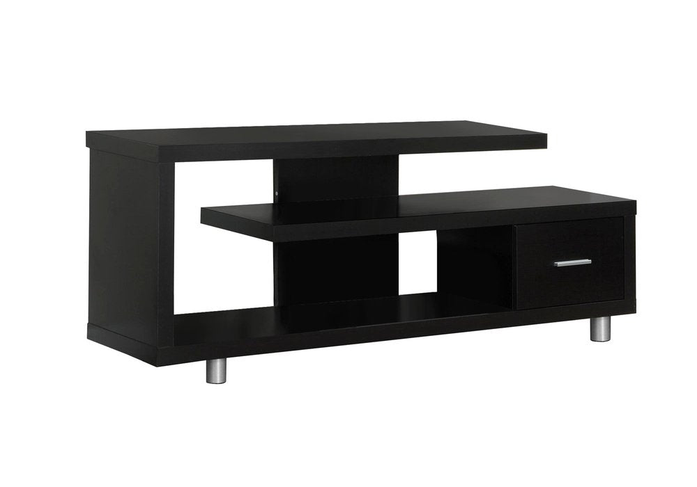 Dark Brown Cabinet Enclosed Storage TV Stand - 60-inch