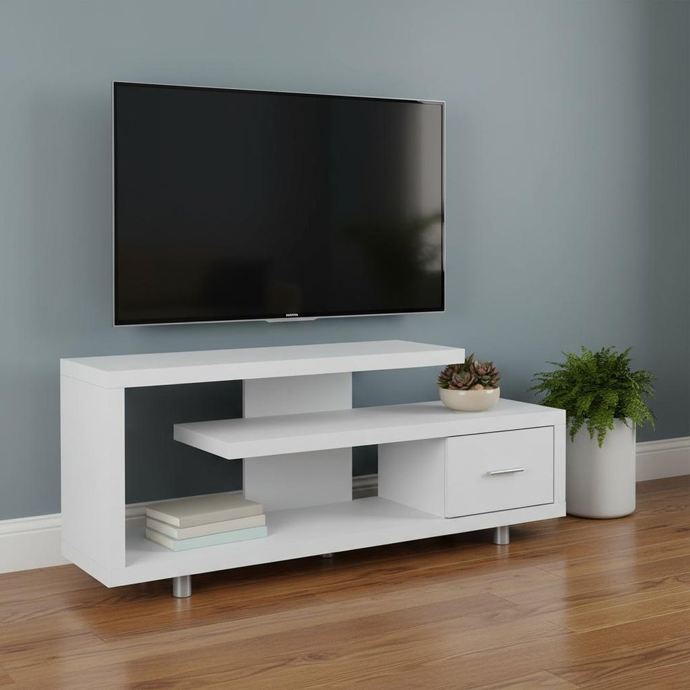 Dark Brown Cabinet Enclosed Storage TV Stand - 60-inch