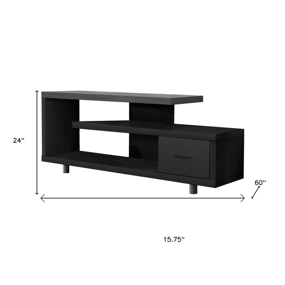 Dark Brown Cabinet Enclosed Storage TV Stand - 60-inch