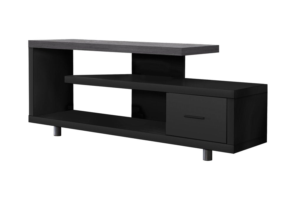Dark Brown Cabinet Enclosed Storage TV Stand - 60-inch