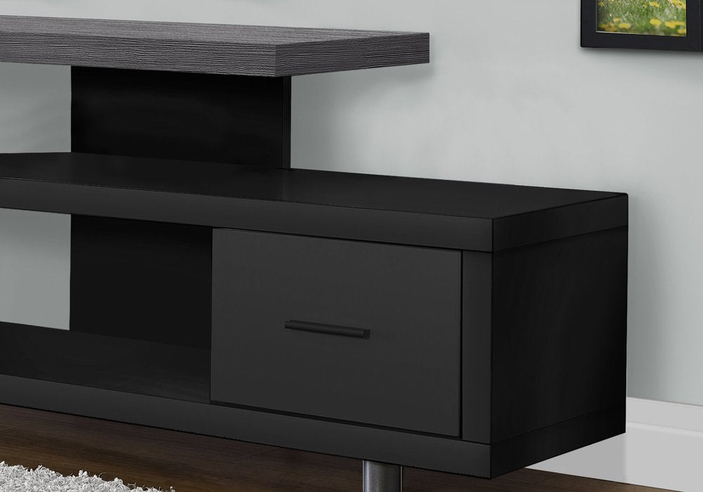Dark Brown Cabinet Enclosed Storage TV Stand - 60-inch