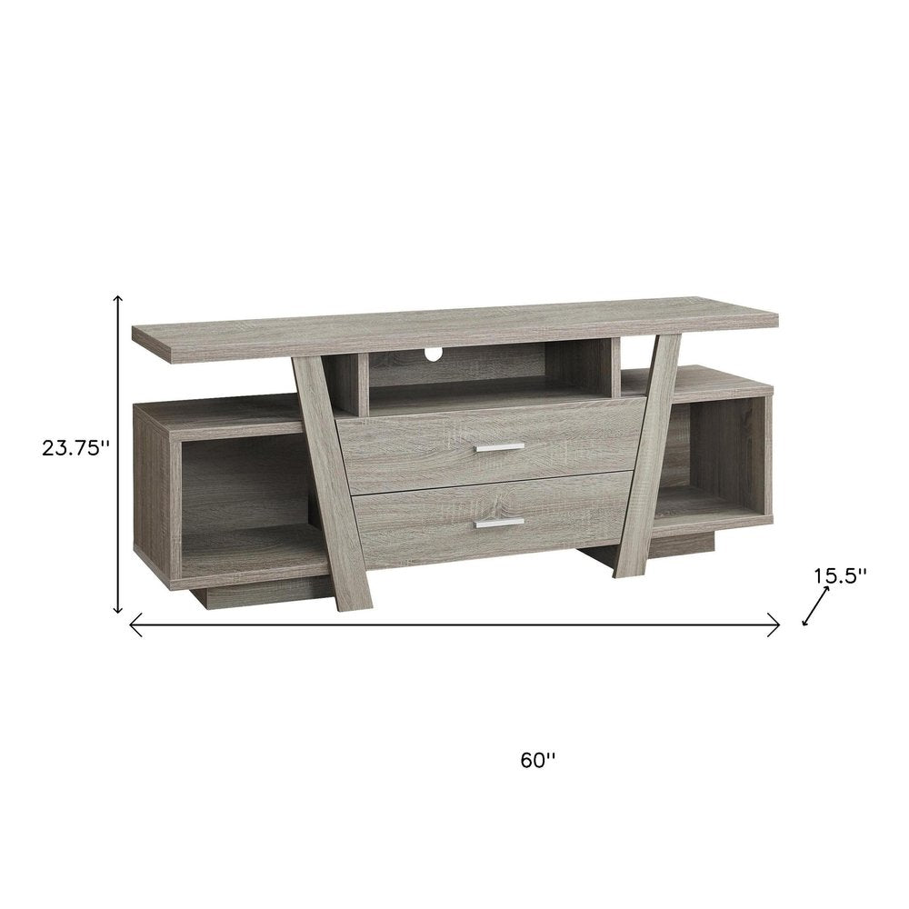 Deep Taupe Open Shelving TV Stand - 60-inch