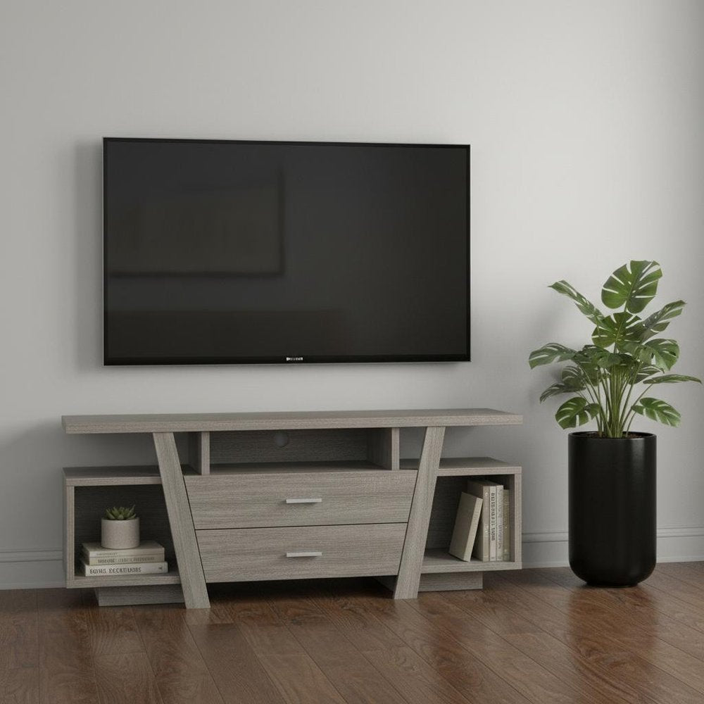 Deep Taupe Open Shelving TV Stand - 60-inch