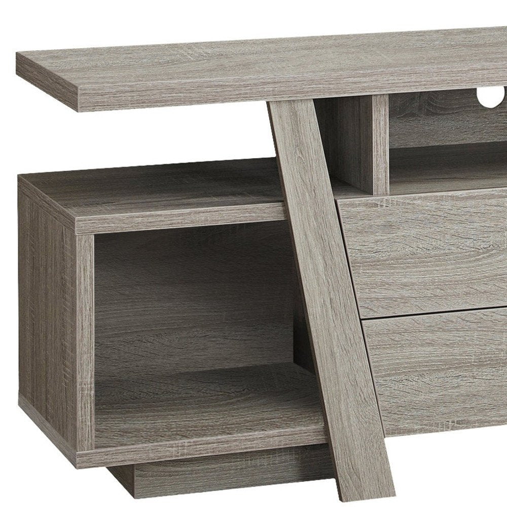 Deep Taupe Open Shelving TV Stand - 60-inch