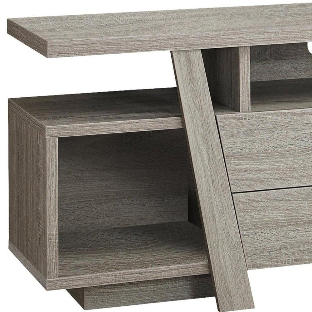 Deep Taupe Open Shelving TV Stand - 60-inch