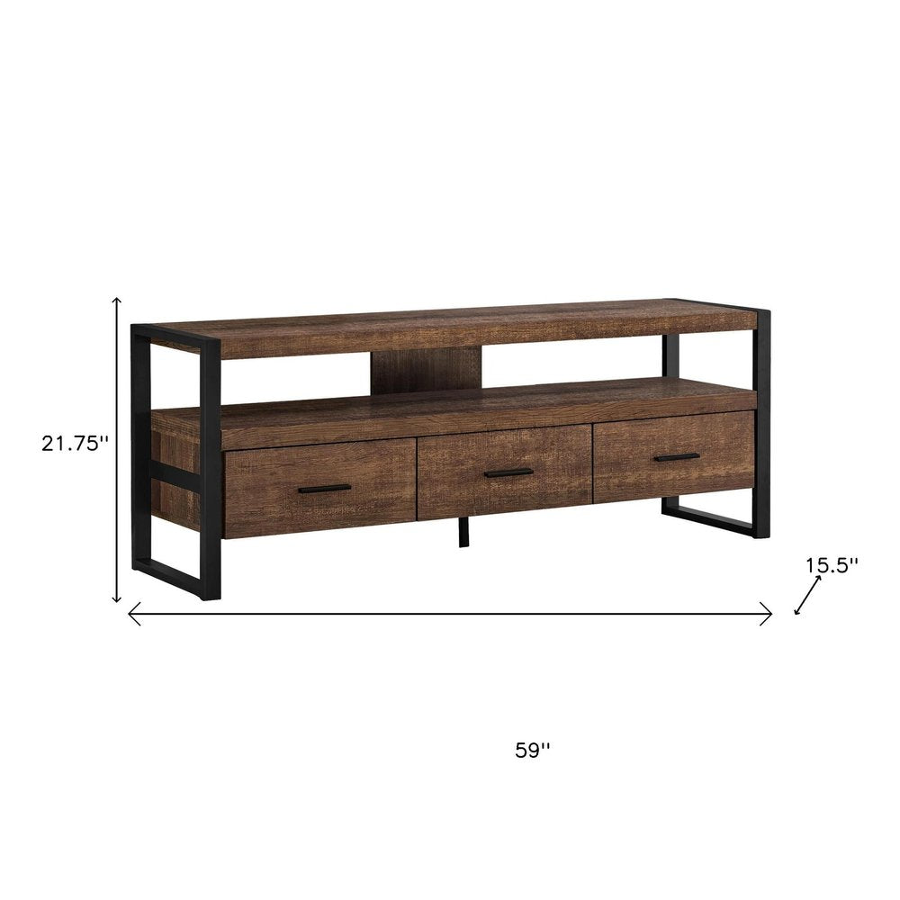 Brown and Black Cabinet Enclosed Storage TV Stand - 59-inch