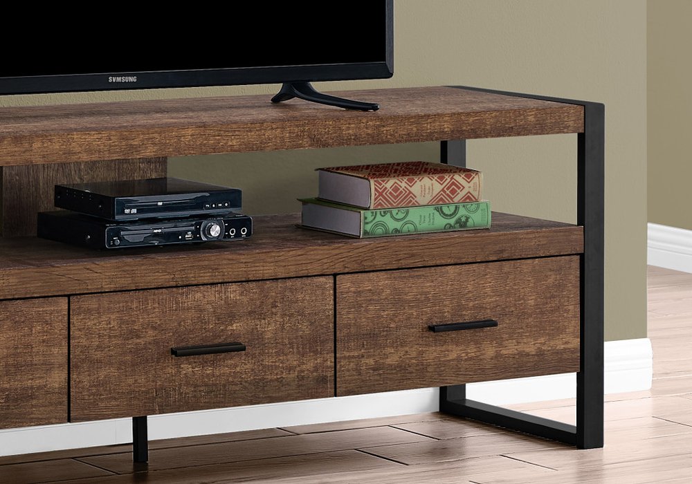 Brown and Black Cabinet Enclosed Storage TV Stand - 59-inch