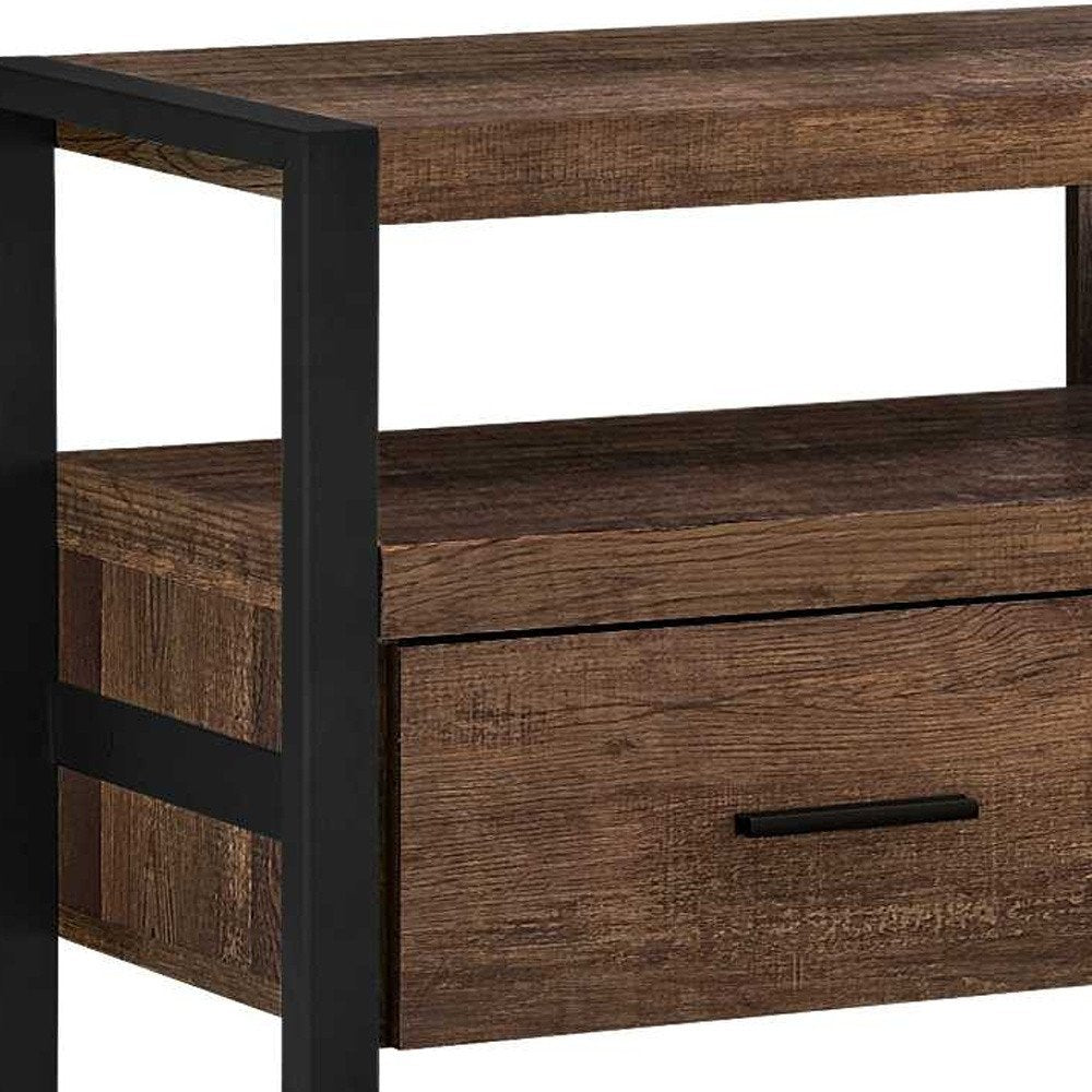 Brown and Black Cabinet Enclosed Storage TV Stand - 59-inch
