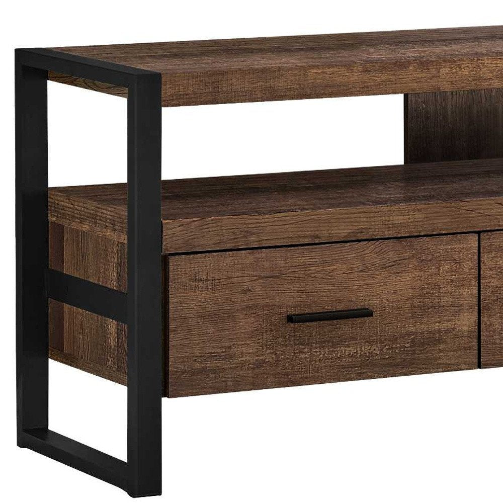 Brown and Black Cabinet Enclosed Storage TV Stand - 59-inch
