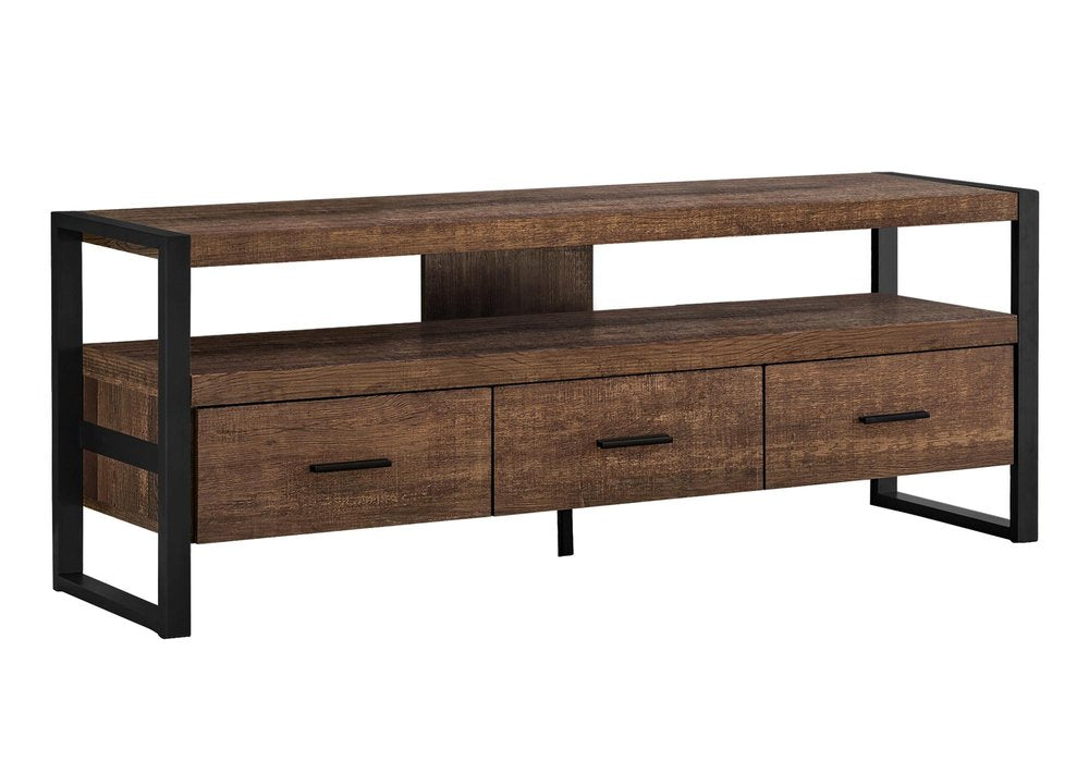 Brown and Black Cabinet Enclosed Storage TV Stand - 59-inch