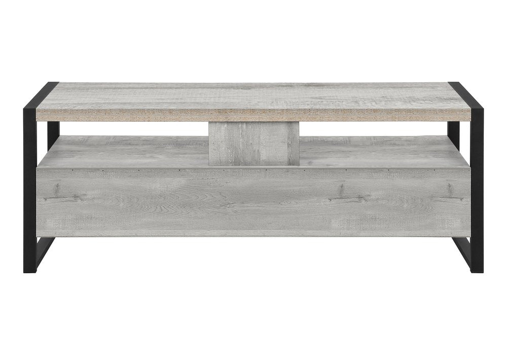 Black and Gray Cabinet Enclosed Storage TV Stand - 59-inch