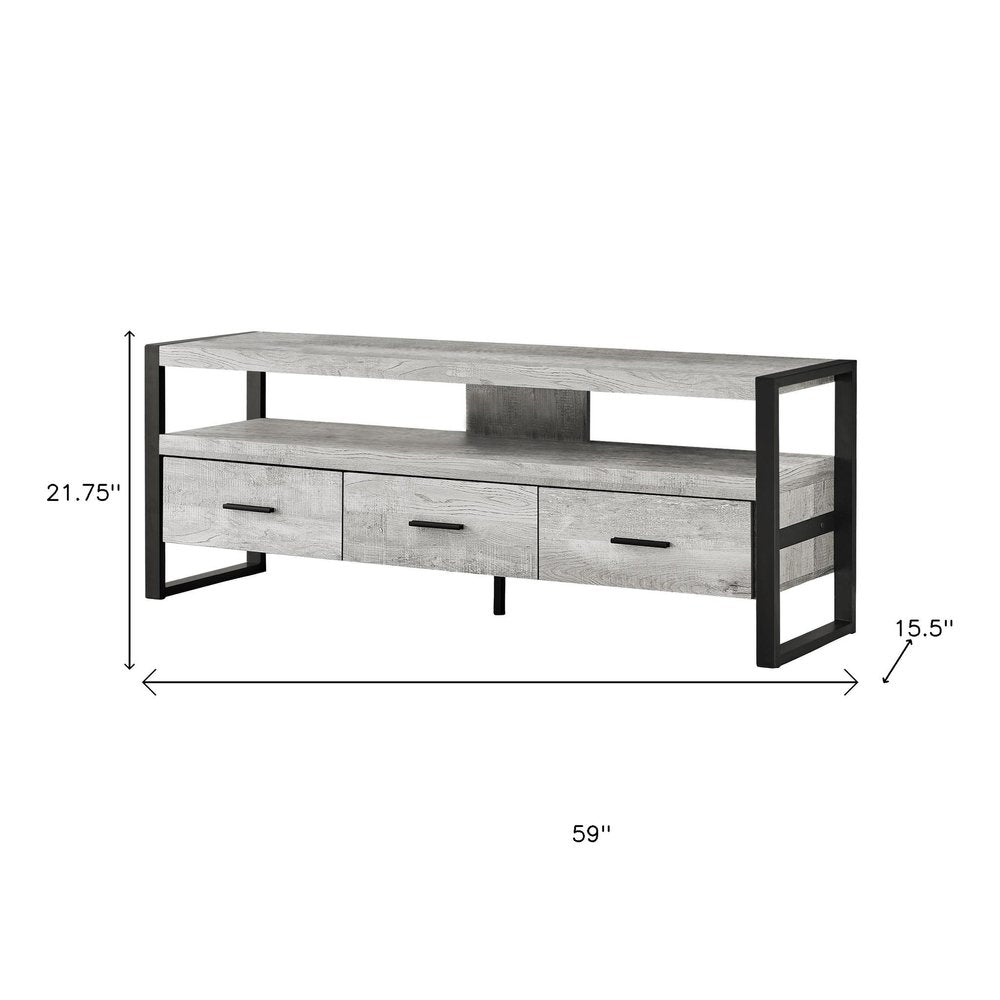 Black and Gray Cabinet Enclosed Storage TV Stand - 59-inch