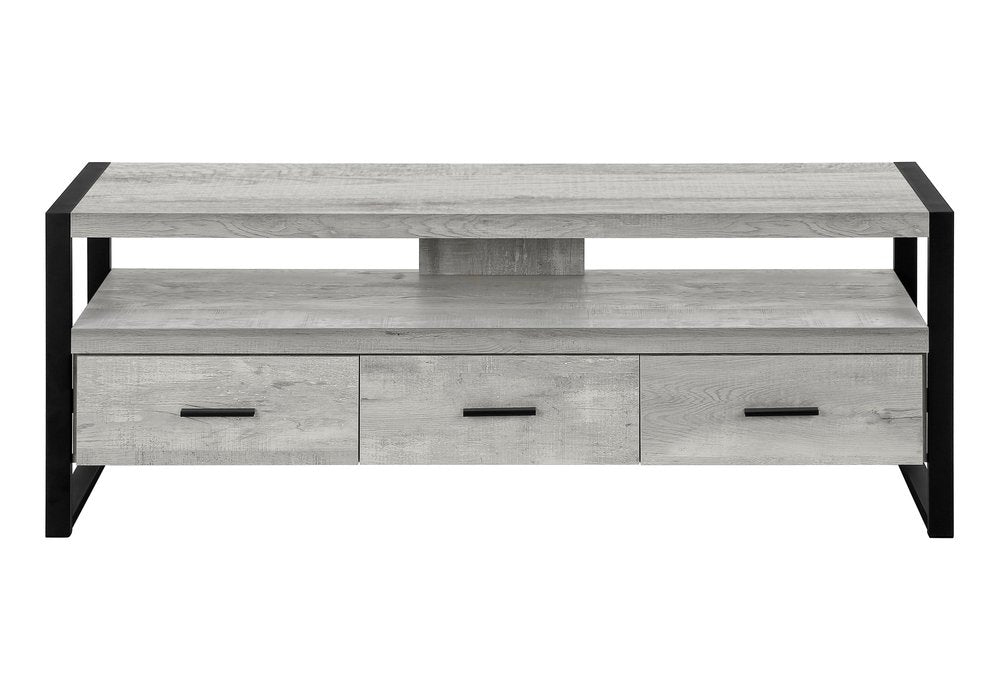 Black and Gray Cabinet Enclosed Storage TV Stand - 59-inch