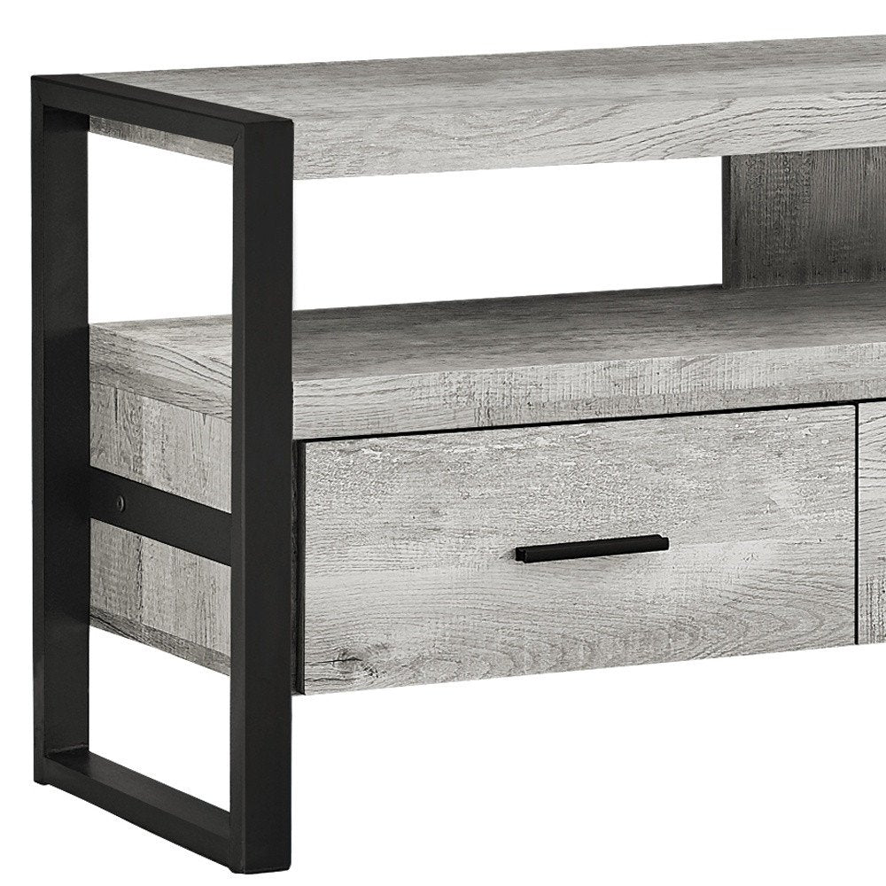 Black and Gray Cabinet Enclosed Storage TV Stand - 59-inch