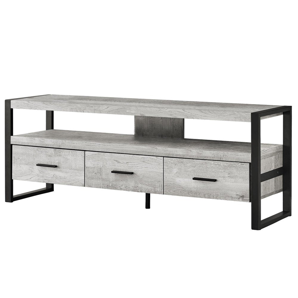 Black and Gray Cabinet Enclosed Storage TV Stand - 59-inch