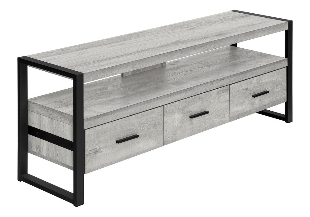 Black and Gray Cabinet Enclosed Storage TV Stand - 59-inch