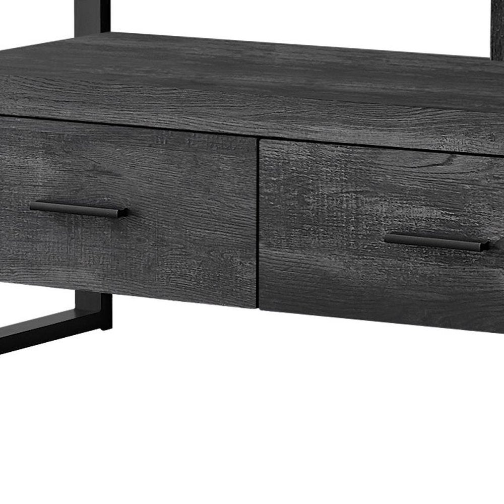 Black and Gray Cabinet Enclosed Storage TV Stand - 59-inch