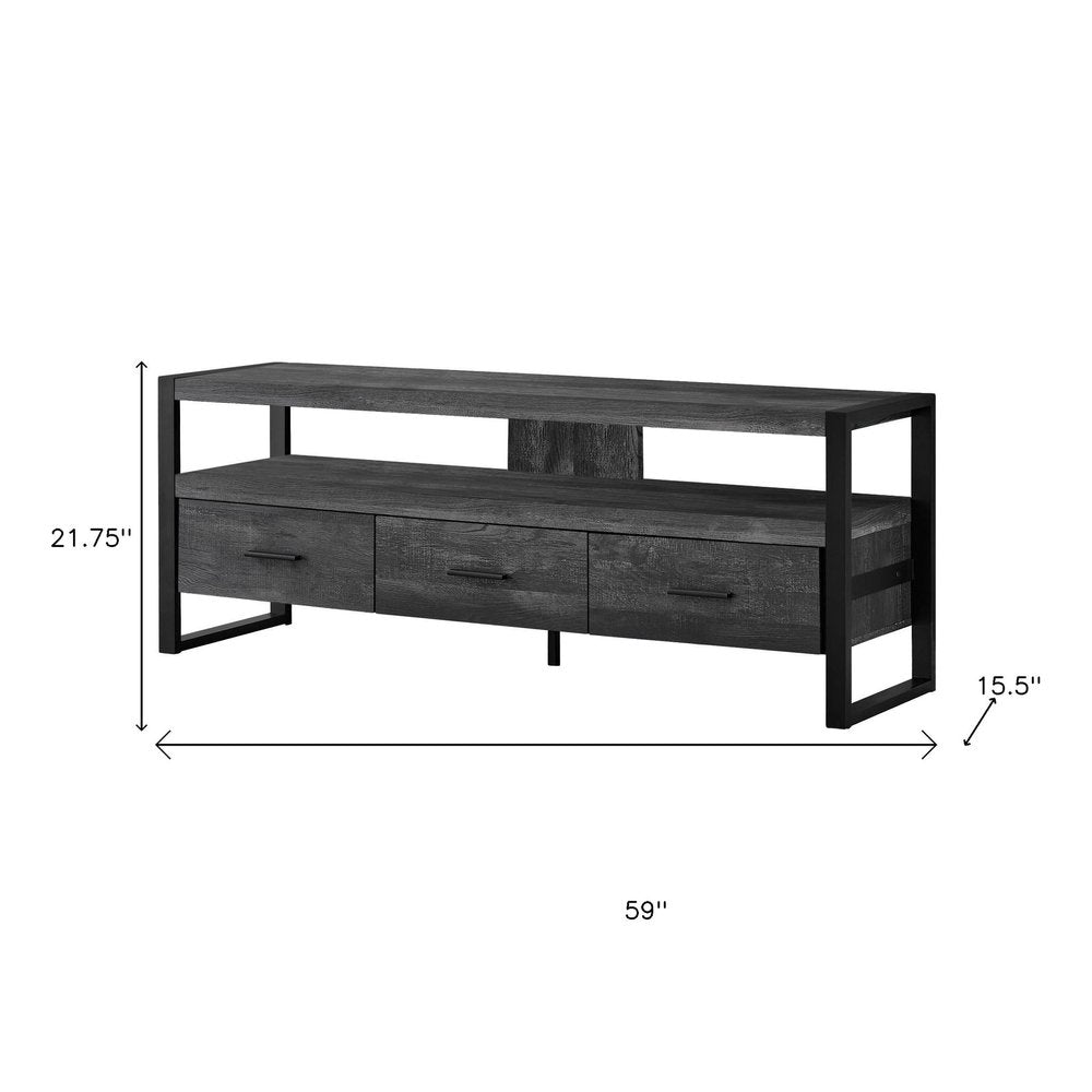Black and Gray Cabinet Enclosed Storage TV Stand - 59-inch