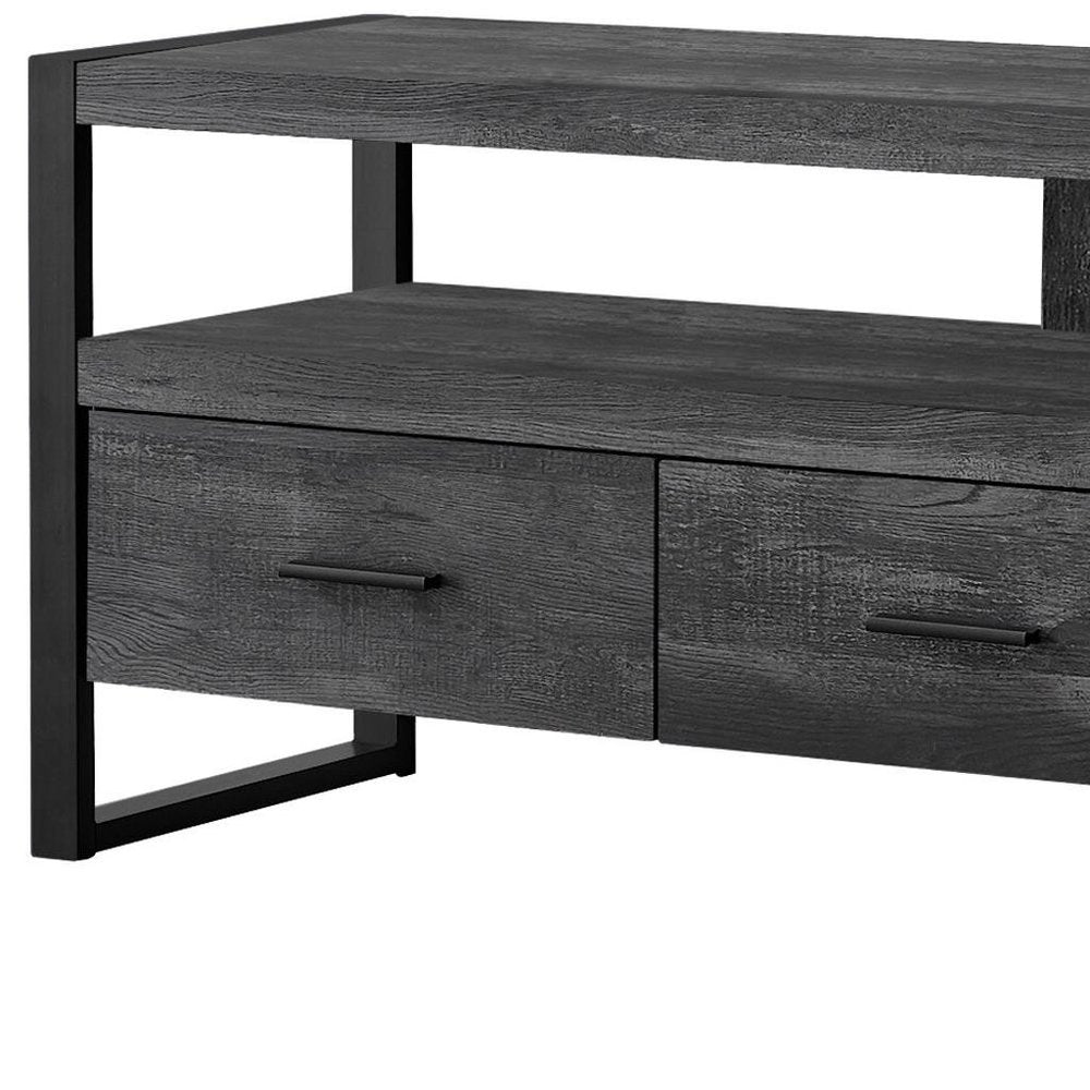 Black and Gray Cabinet Enclosed Storage TV Stand - 59-inch