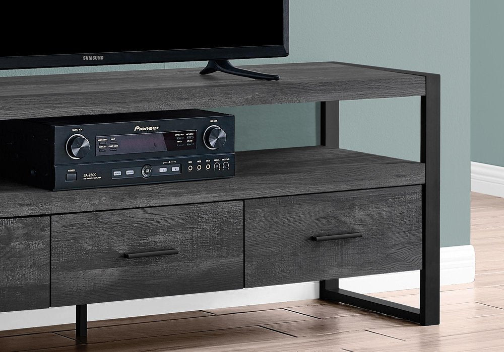 Black and Gray Cabinet Enclosed Storage TV Stand - 59-inch