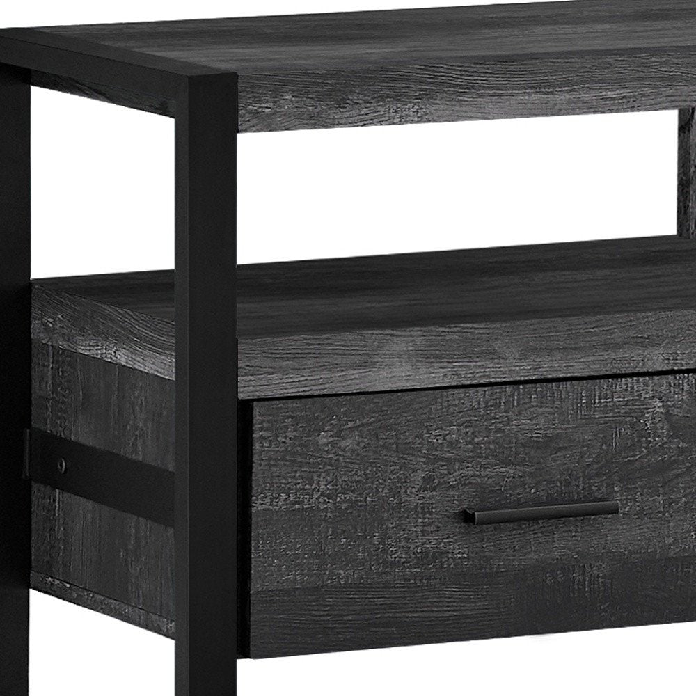 Black and Gray Cabinet Enclosed Storage TV Stand - 59-inch