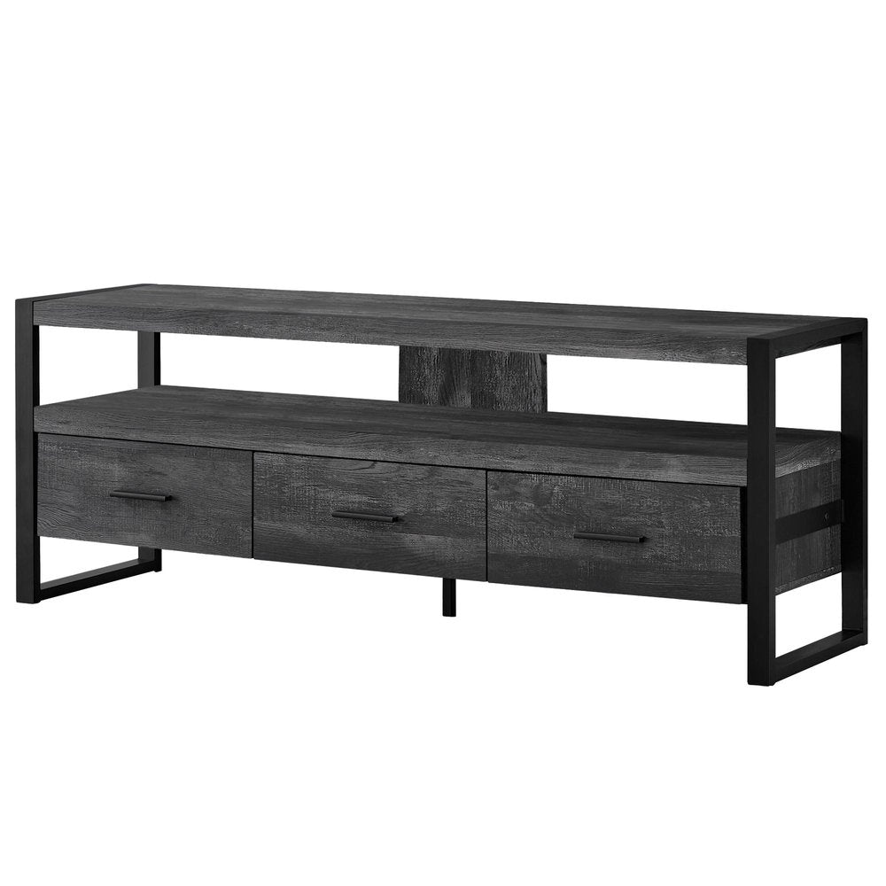 Black and Gray Cabinet Enclosed Storage TV Stand - 59-inch