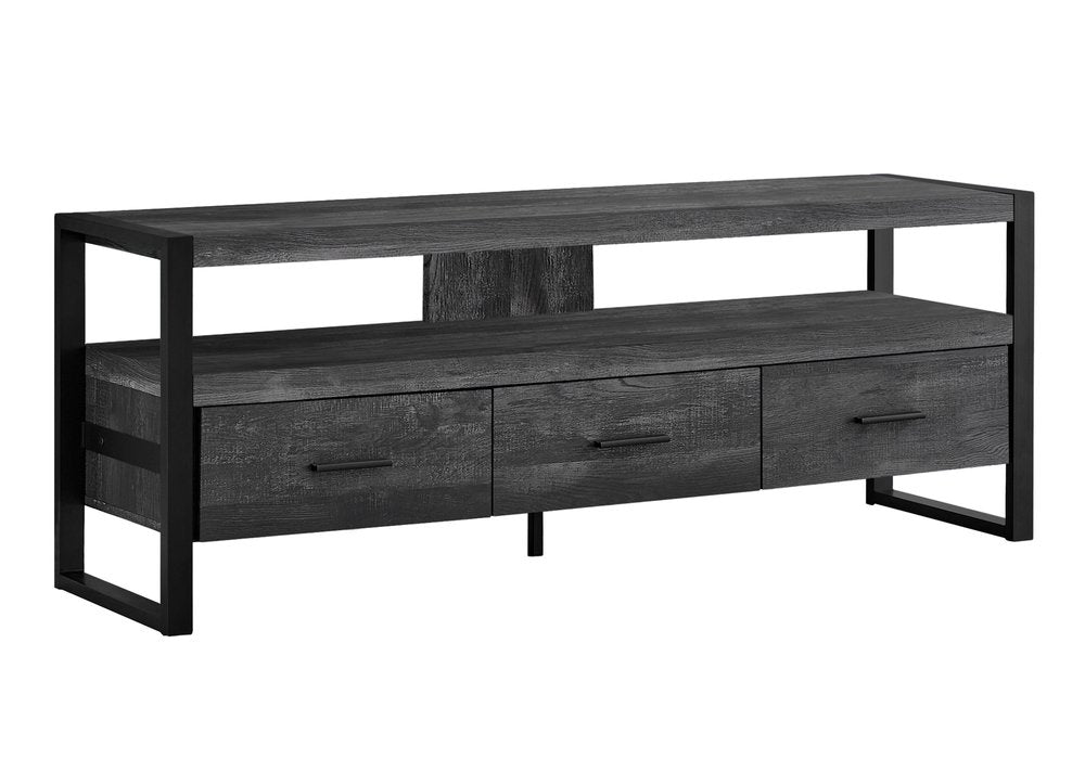Black and Gray Cabinet Enclosed Storage TV Stand - 59-inch