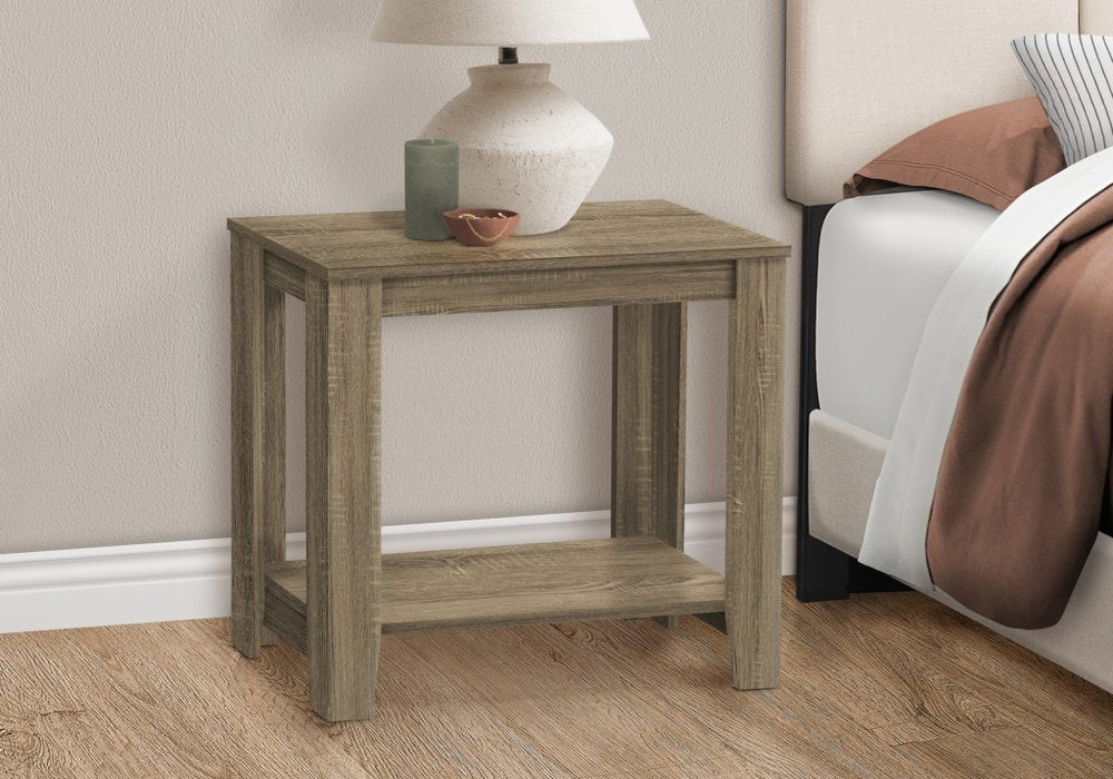 Deep Taupe End Table with Shelf - 22-inch