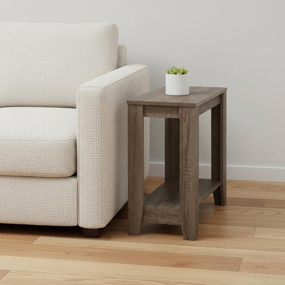 Deep Taupe End Table with Shelf - 22-inch