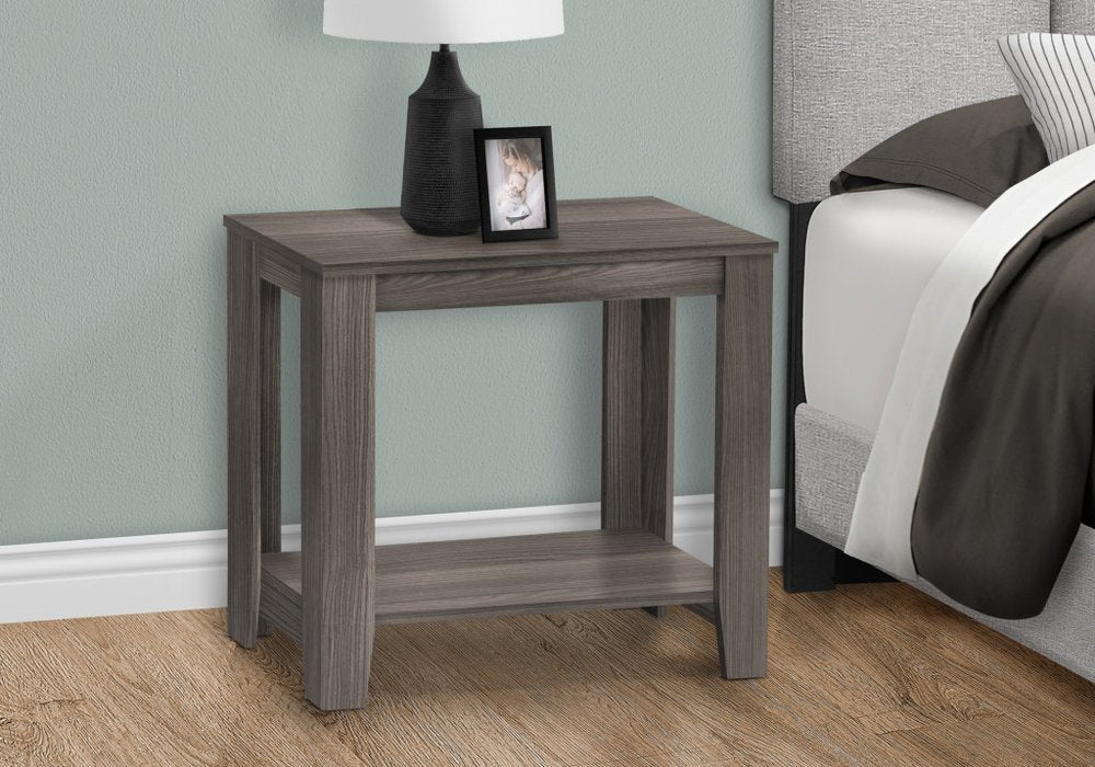 Deep Taupe End Table with Shelf - 22-inch