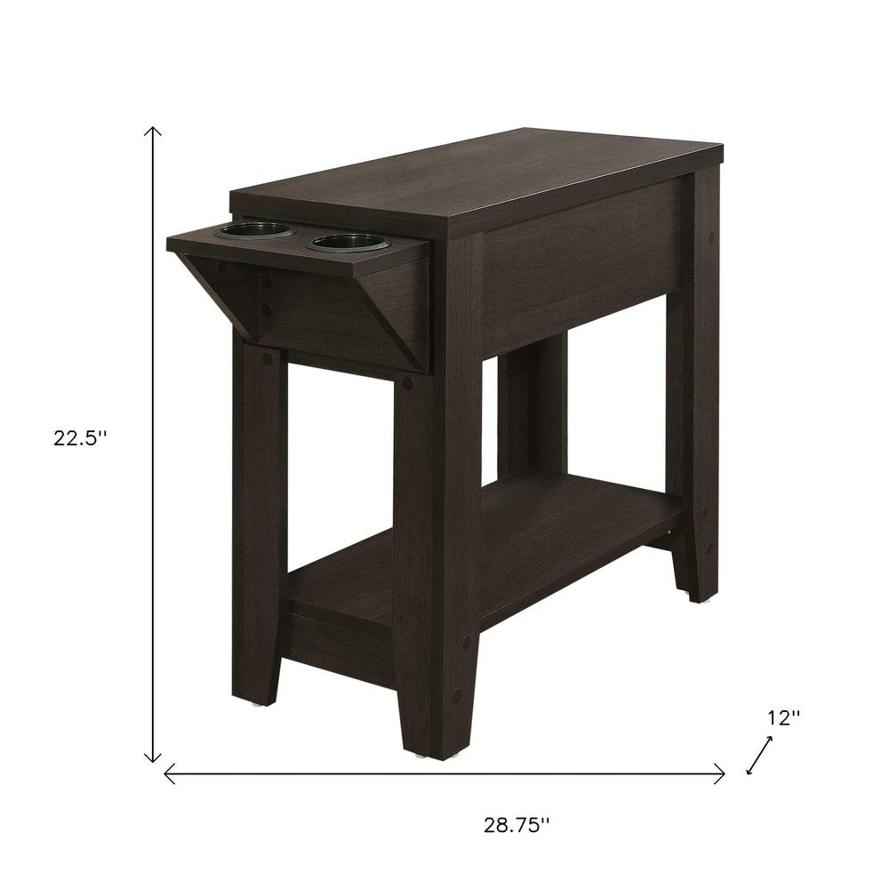 Brown Wood End Table with Shelf - 23-inch
