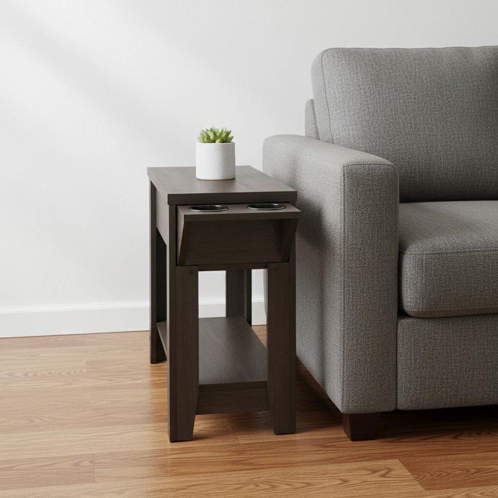 Brown Wood End Table with Shelf - 23-inch