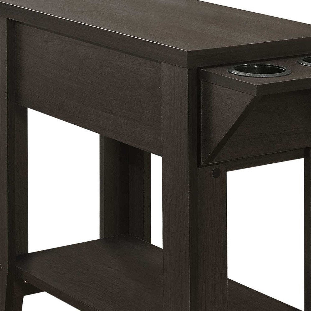 Brown Wood End Table with Shelf - 23-inch