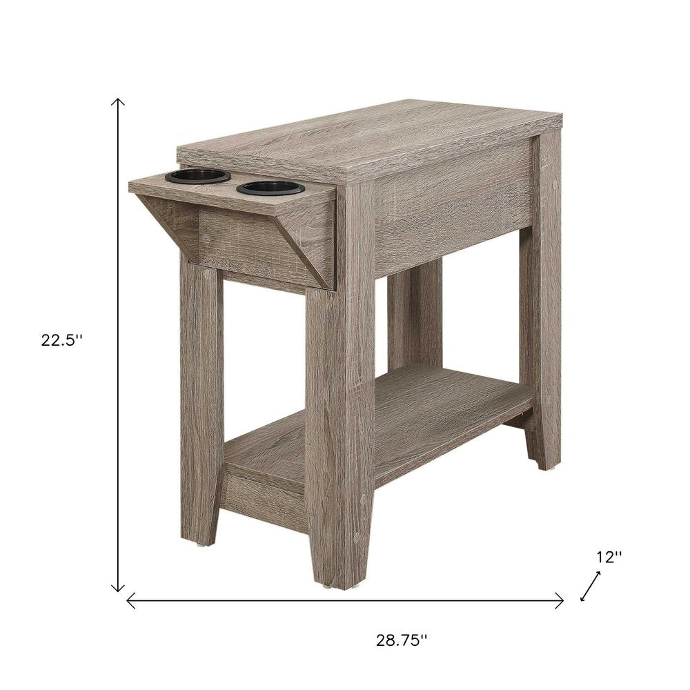 Brown Wood End Table with Shelf - 23-inch