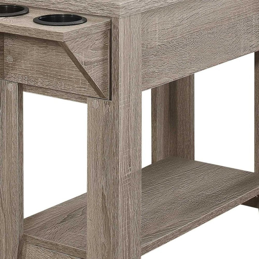 Brown Wood End Table with Shelf - 23-inch