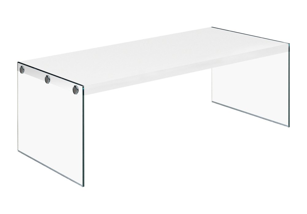 White and Clear Wood and Glass Coffee Table - 44-inch