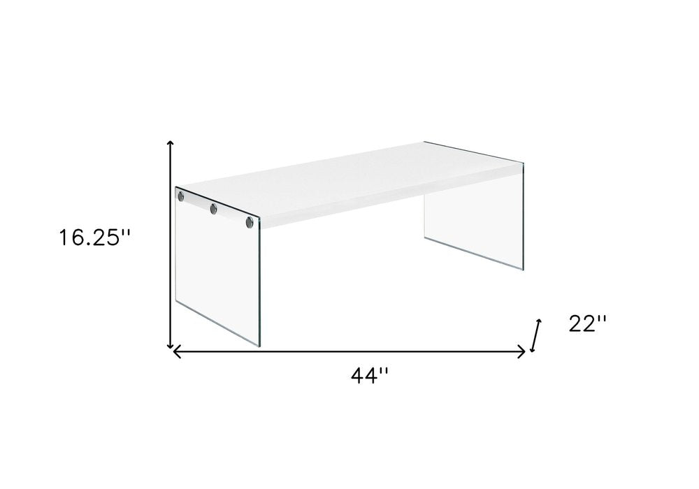 White and Clear Wood and Glass Coffee Table - 44-inch