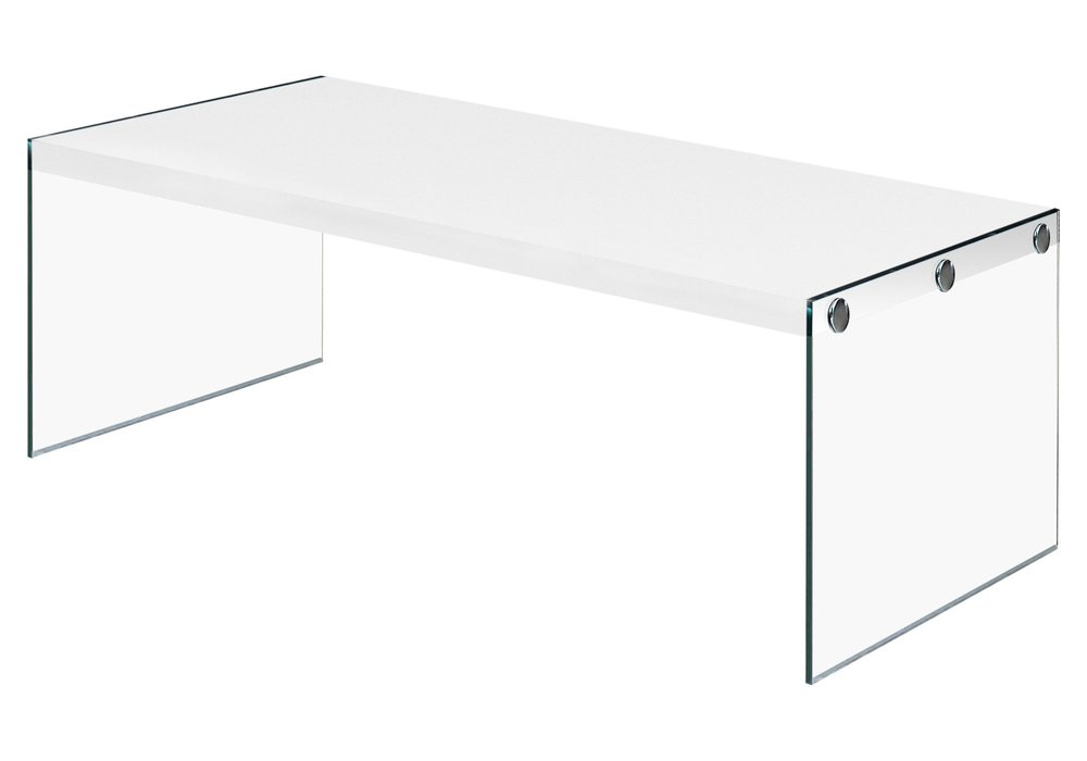 White and Clear Wood and Glass Coffee Table - 44-inch
