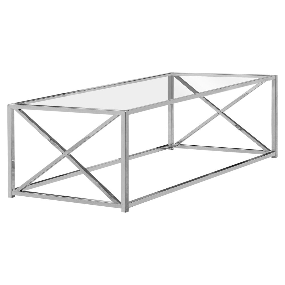 Clear and Silver Glass and Iron Coffee Table - 22-inch