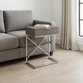 Silver and Gray Wood and Metal End Table with Drawer - 24-inch