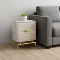 Gold and Beige End Table with Two Drawers - 24-inch