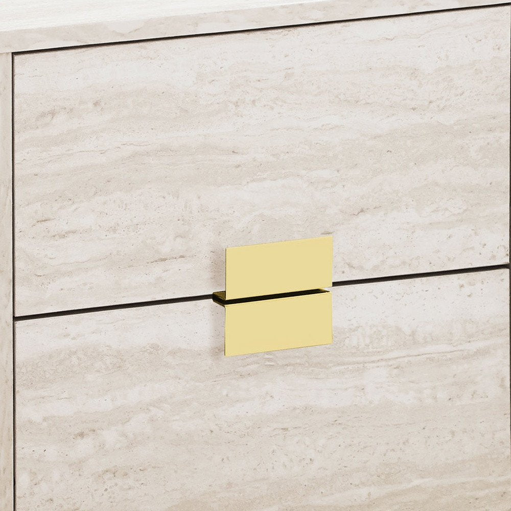 Gold and Beige End Table with Two Drawers - 24-inch