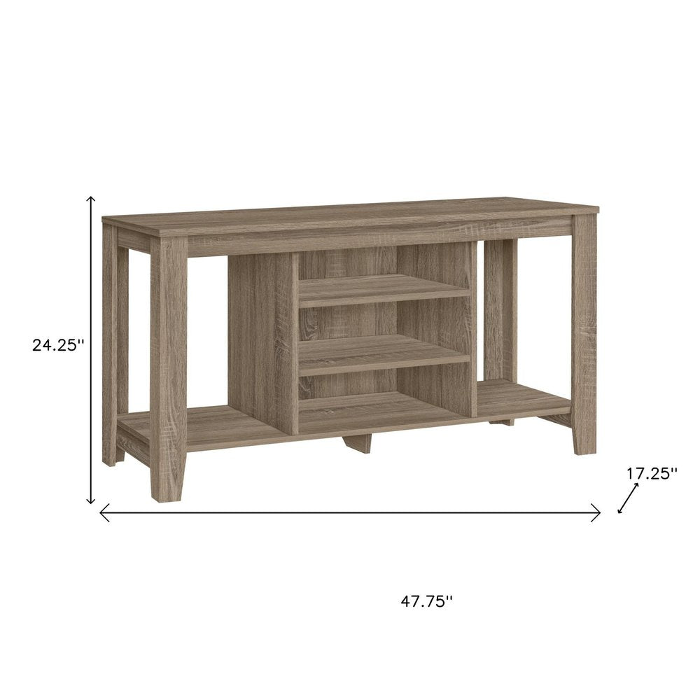 Taupe Wood Open Shelving TV Stand - 48-inch