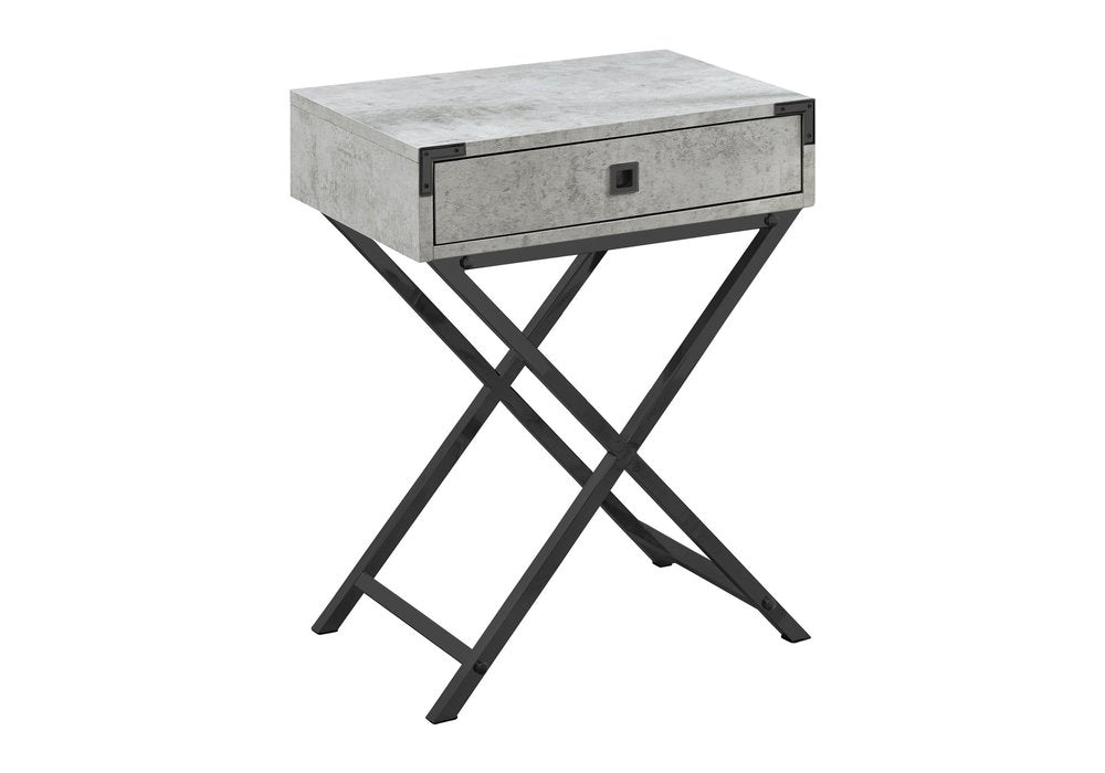 Black and Gray Wood and Metal End Table with Drawer - 24-inch