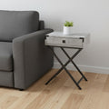 Black and Gray Wood and Metal End Table with Drawer - 24-inch