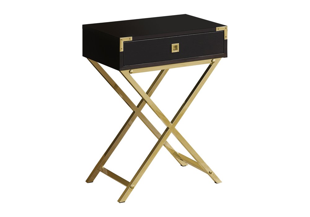 Black and Gray Wood and Metal End Table with Drawer - 24-inch